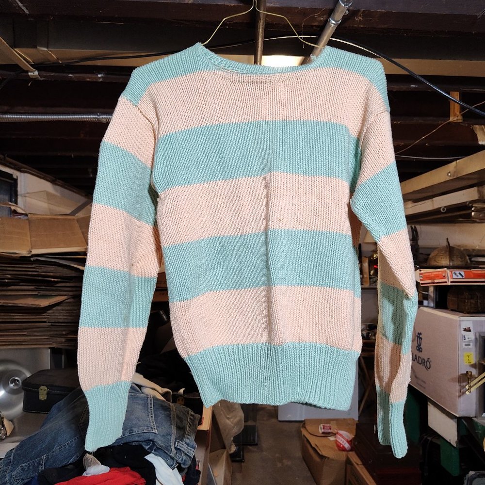 Vintage Mens Medium Polo by Ralph Lauren Hand Knit 100% Cotton Sweater Pastel